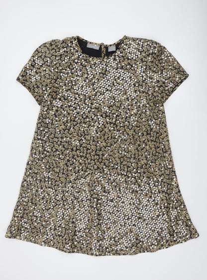 Liz Claiborne Women's Gold Sequin Petite Shift Dress Size 14