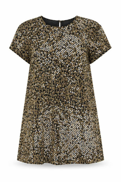 Liz Claiborne Women's Gold Sequin Petite Shift Dress Size 14