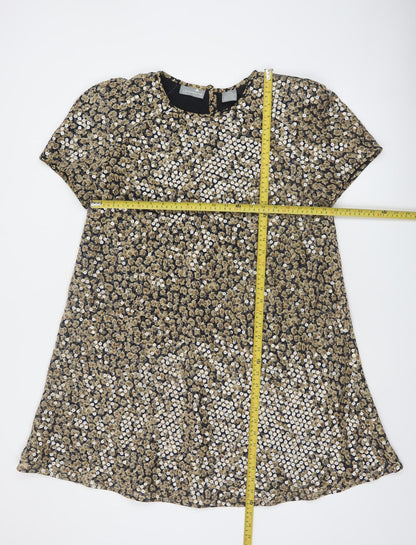 Liz Claiborne Women's Gold Sequin Petite Shift Dress Size 14