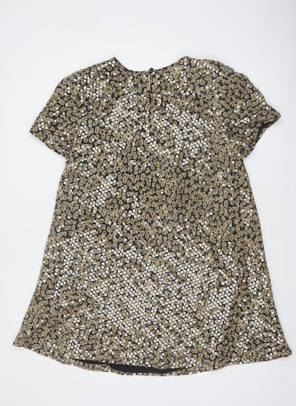 Liz Claiborne Women's Gold Sequin Petite Shift Dress Size 14