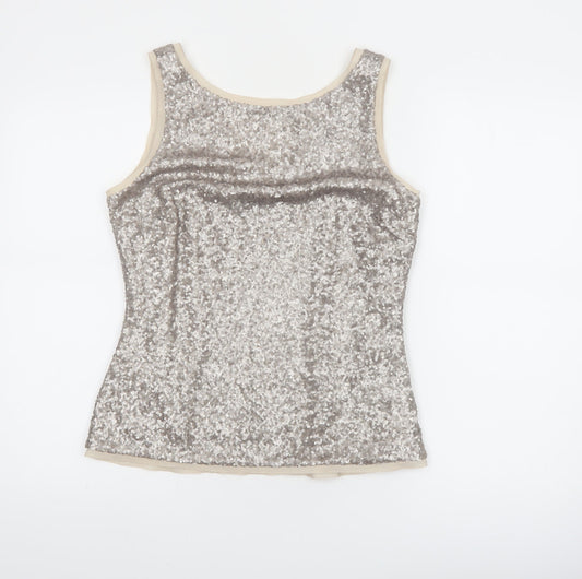 Coast Women's Silver Sequin Camisole Tank Top UK 10