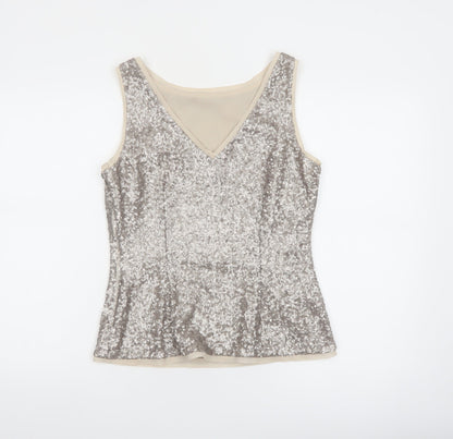 Coast Women's Silver Sequin Camisole Tank Top UK 10
