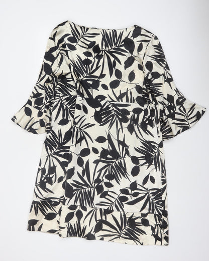Wallis Women’s Black Floral Knee Length Shift Dress Size 18