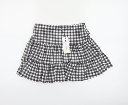I Saw It First Womens Black Check Pleated Short Skirt Size 12