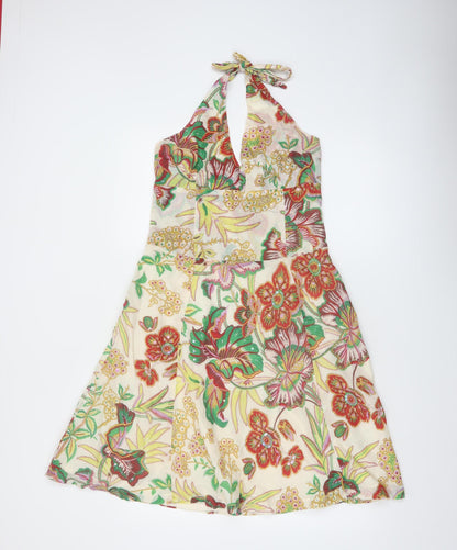 Great Plains Women's Multicoloured Floral Halterneck Cotton Dress M
