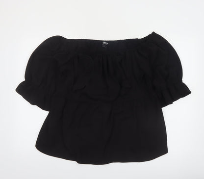Simply Be Women's Black Off Shoulder Ruffle Tunic Blouse Size 18