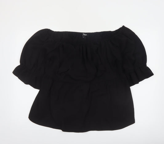 Simply Be Women's Black Off Shoulder Ruffle Tunic Blouse Size 18