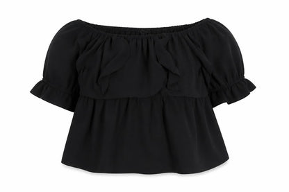 Simply Be Women's Black Off Shoulder Ruffle Tunic Blouse Size 18