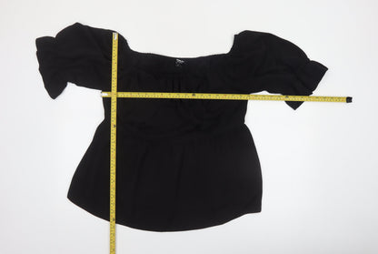 Simply Be Women's Black Off Shoulder Ruffle Tunic Blouse Size 18
