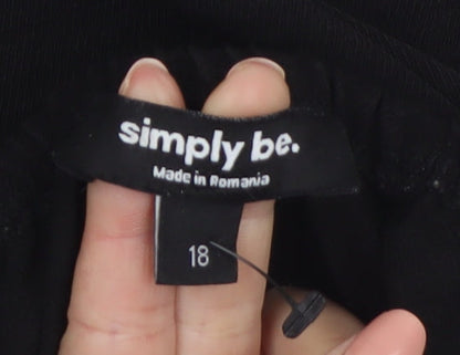 Simply Be Women's Black Off Shoulder Ruffle Tunic Blouse Size 18