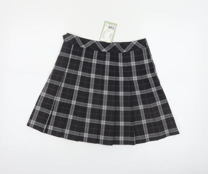 H&M Divided Women's Black Check Pleated Short Skirt Size 10