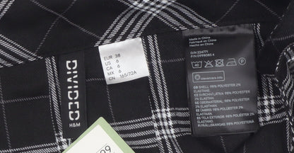 H&M Divided Women's Black Check Pleated Short Skirt Size 10