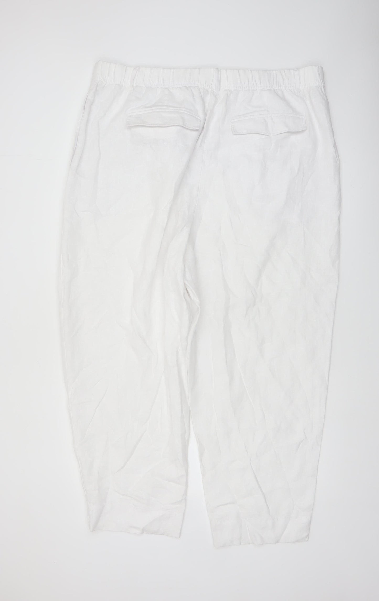 Marks and Spencer Women’s White Linen Tapered Trousers Size 22