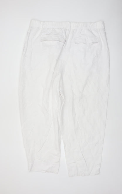 Marks and Spencer Women’s White Linen Tapered Trousers Size 22