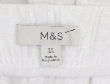 Marks and Spencer Women’s White Linen Tapered Trousers Size 22