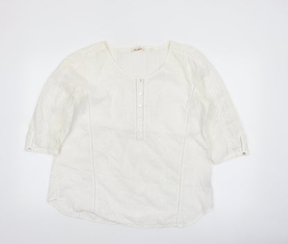 Fat Face Women's White Cotton Tunic Blouse Size 14