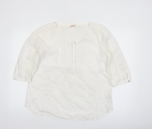 Fat Face Women's White Cotton Tunic Blouse Size 14