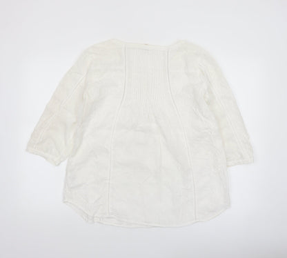 Fat Face Women's White Cotton Tunic Blouse Size 14