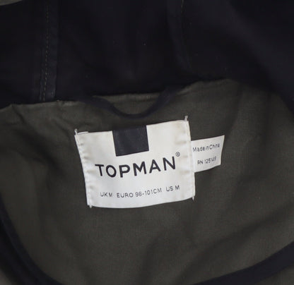 Topman Men's Green Cotton Parka Jacket Coat M Hooded Casual Mid-Length
