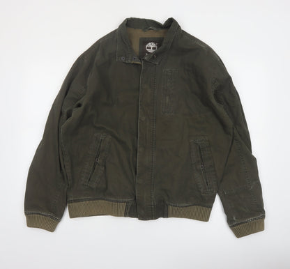 Timberland Men's Green Cotton Bomber Jacket Size M Casual Outdoor