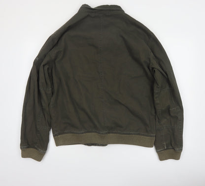Timberland Men's Green Cotton Bomber Jacket Size M Casual Outdoor