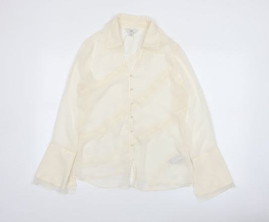 Marks and Spencer Women's Ivory Sheer Chiffon Blouse Size 12