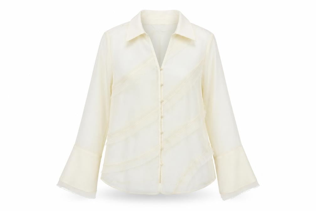 Marks & Spencer Women's Ivory Sheer Chiffon Blouse Size 12