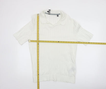 Ted Baker Men's White Cotton Knit Polo Shirt Size L
