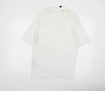 Ted Baker Men's White Cotton Knit Polo Shirt Size L