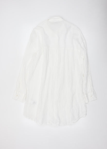 Marks and Spencer Women’s White Long Cotton Linen Coatigan Size 8
