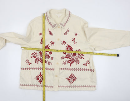 Marks and Spencer Per Una Women Beige Embroidered Cotton Jacket Size 16