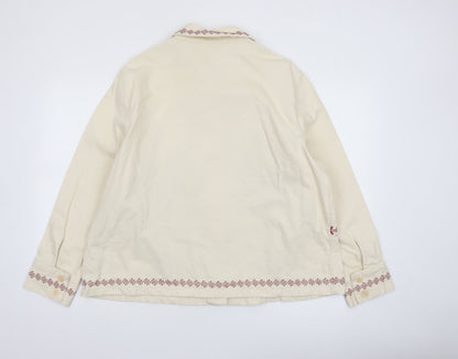 Marks and Spencer Per Una Women Beige Embroidered Cotton Jacket Size 16