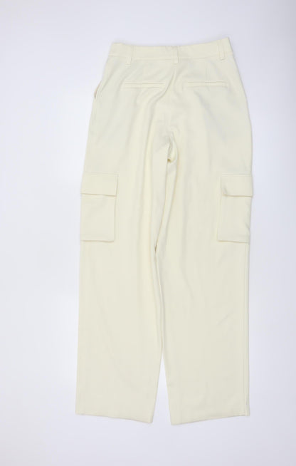 NA-KD Women's Ivory Cargo Straight Leg Trousers Size 6