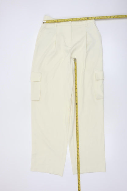 NA-KD Women's Ivory Cargo Straight Leg Trousers Size 6