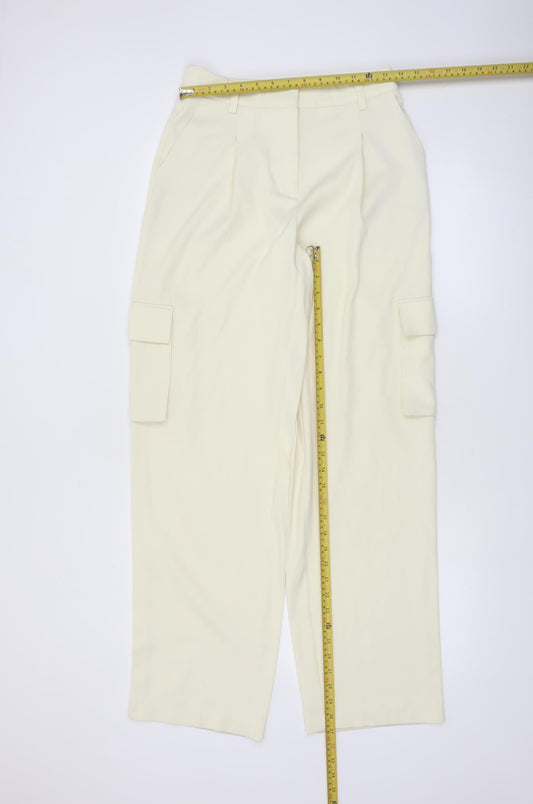 NA-KD Women's Ivory Cargo Straight Leg Trousers Size 6