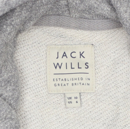 Jack Wills Womens Grey Pullover Hoodie UK 10 Cotton Blend
