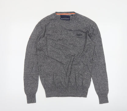 Superdry Men's Grey Cotton Cashmere Crew Neck Jumper Size S
