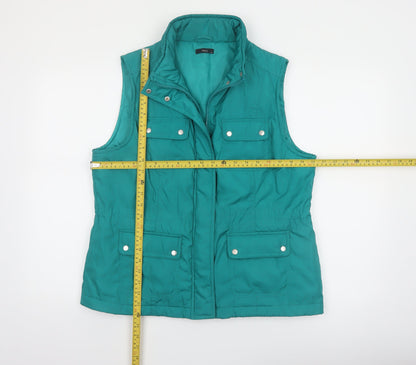 M&Co Womens Green Size 14 Sleeveless Padded Waistcoat Gilet