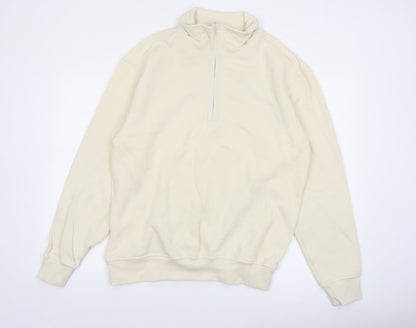 Atlant Mens Beige 1/4 Zip High Neck Sweatshirt Size L