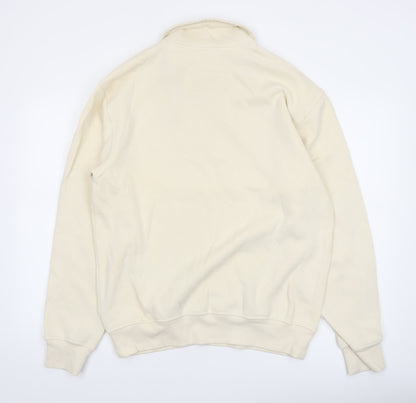 Atlant Mens Beige 1/4 Zip High Neck Sweatshirt Size L