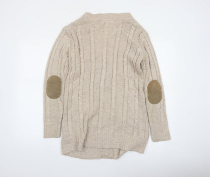 Zara Women Beige Cable-Knit Long Sleeve Cardigan S