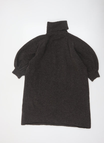 Zara Womens Brown Roll Neck Relaxed Fit Wool Blend Jumper Size 14