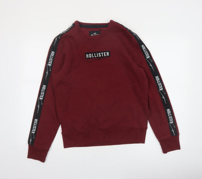 Hollister Men's Burgundy Logo Sweatshirt XS Crew Neck Pullover