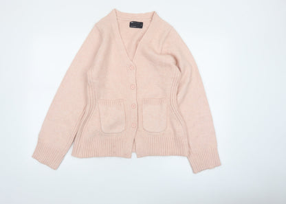 ASOS Women Pink XS Button Cardigan V-Neck Knit Jumper