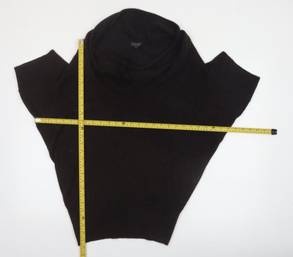 Topshop Women Black Wool Blend Cowl Neck Short Sleeve Jumper UK 6