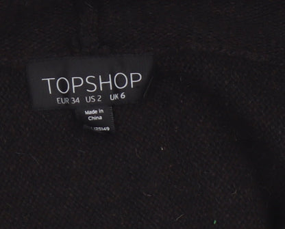 Topshop Women Black Wool Blend Cowl Neck Short Sleeve Jumper UK 6