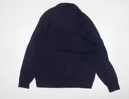 FatFace Men’s Blue XL V-Neck Cotton Cashmere Jumper