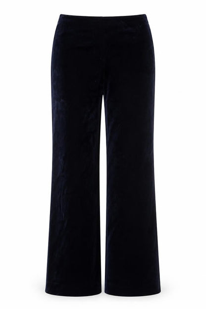 Zara Women Black Velvet Straight Leg Cotton Trousers Size 12