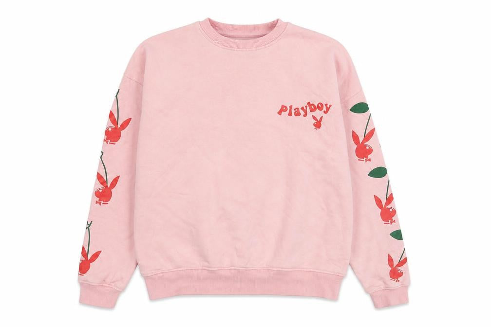 Playboy x Missguided Pink Crew Neck Sweatshirt UK 6 Women's Cotton Blend