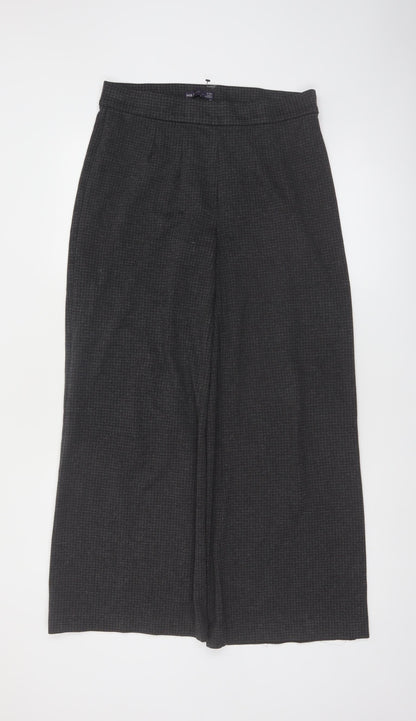 Marks and Spencer Women Grey Wide-Leg Knit Viscose Trousers Size 12